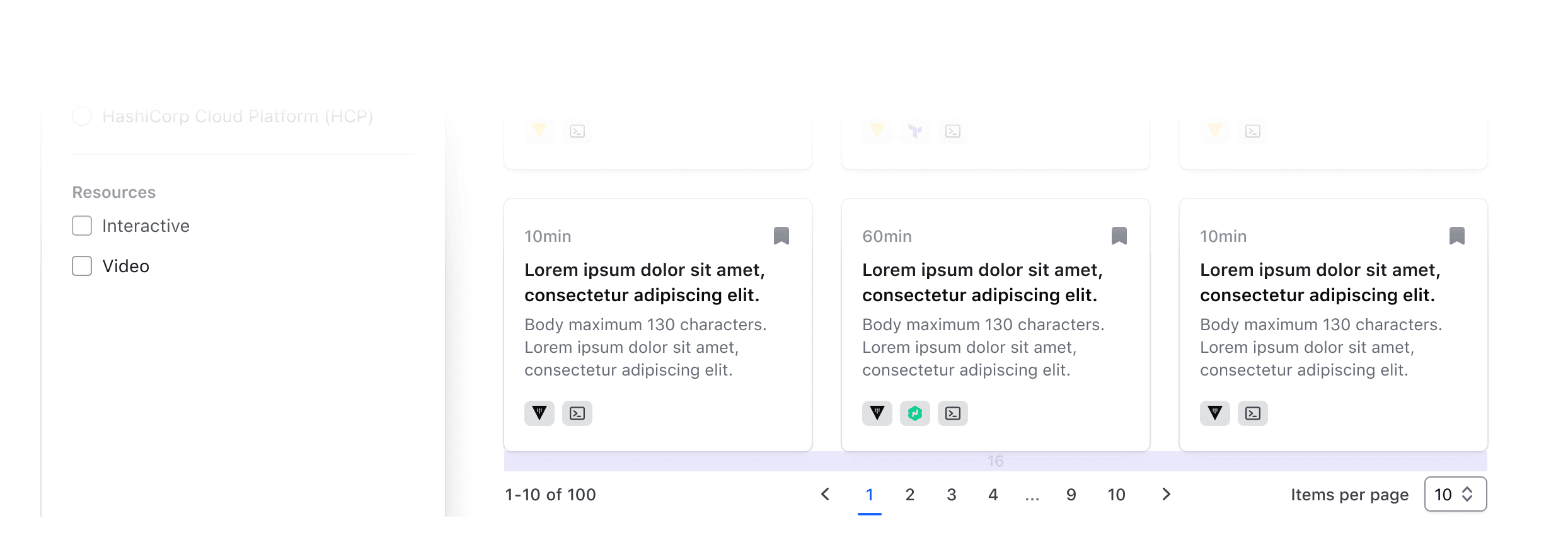 Pagination paired with other types of content